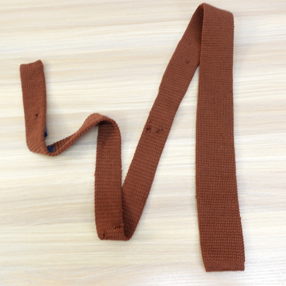 60s Vintage AUSTIN REED Tie Mens Brown Flat Square End Wool Slim Skinny FLAWED